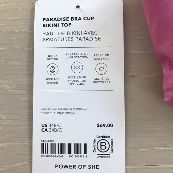 NWT Athleta Paradise Bra cup Bikini Top SZ 34 B/C - Picture 5 of 7